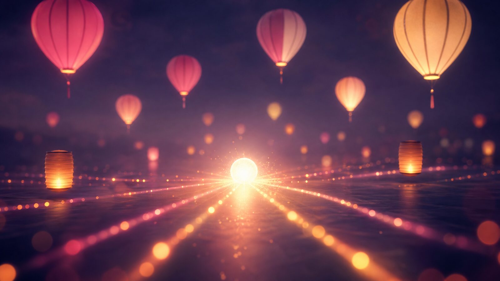 Sfeervolle gloeiende lichtballonnen die uitmonden in één verantwoorde keuze