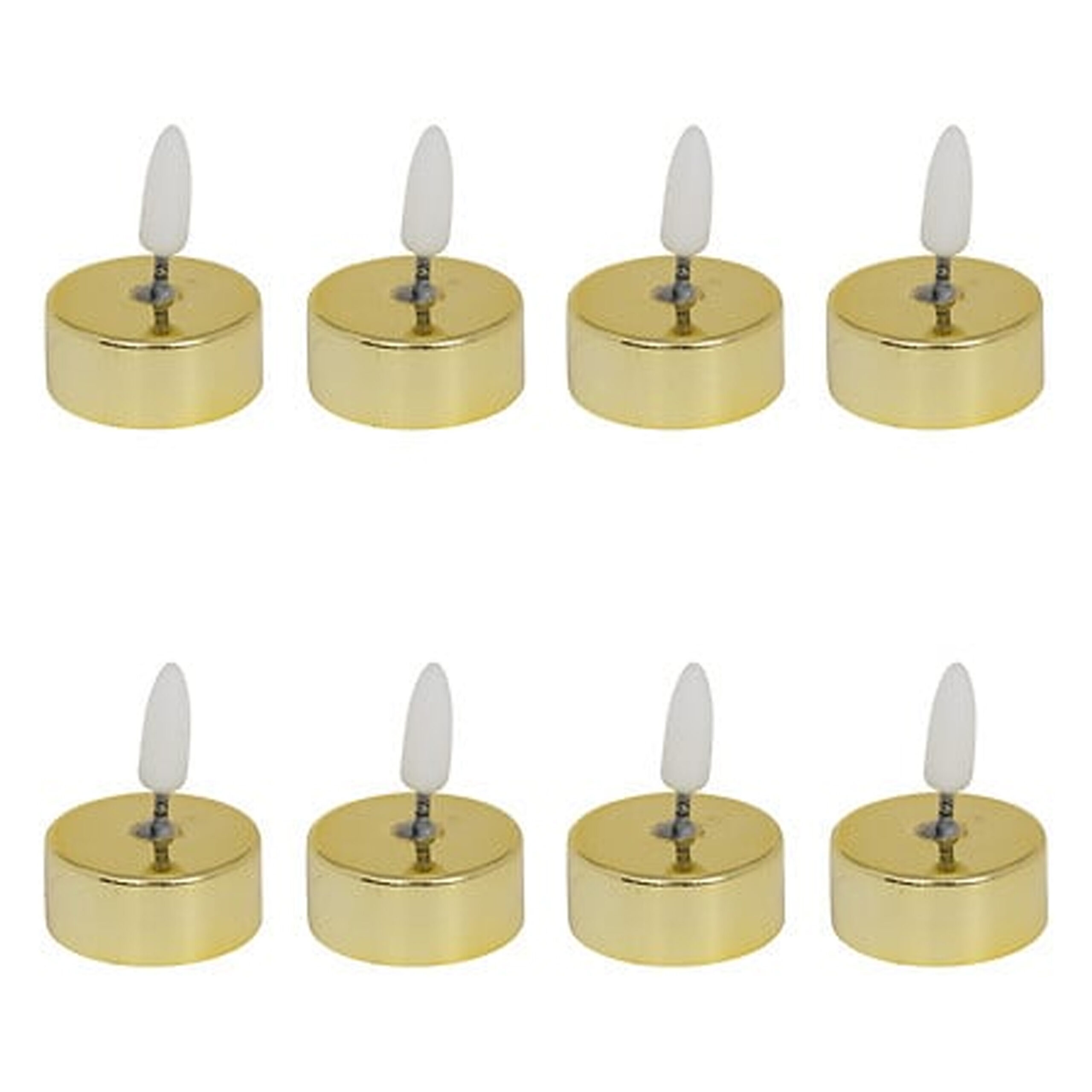 Acht goudkleurige LED-theelichtjes