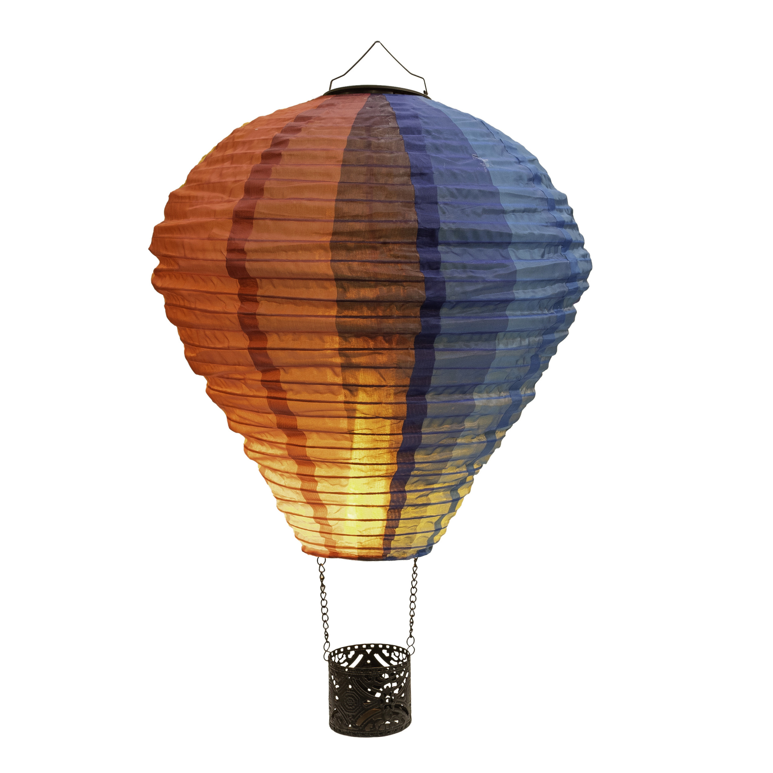 Gekleurde solar lampion in de vorm van een luchtballon